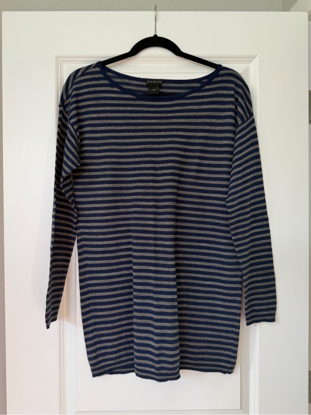 Ann Taylor Navy Striped Boatneck Sweater